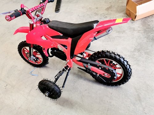 Pink dirt bike sales with training wheels