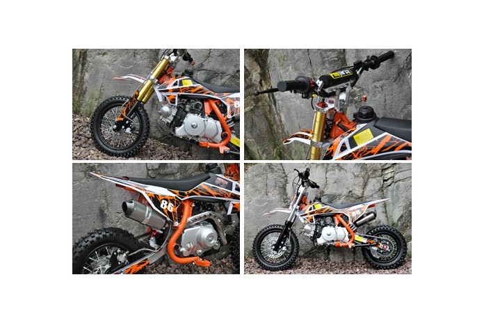 110cc Dirt Bike Trail Pit Bike Motor Electric Start Semi Auto Junior Bike  Orange